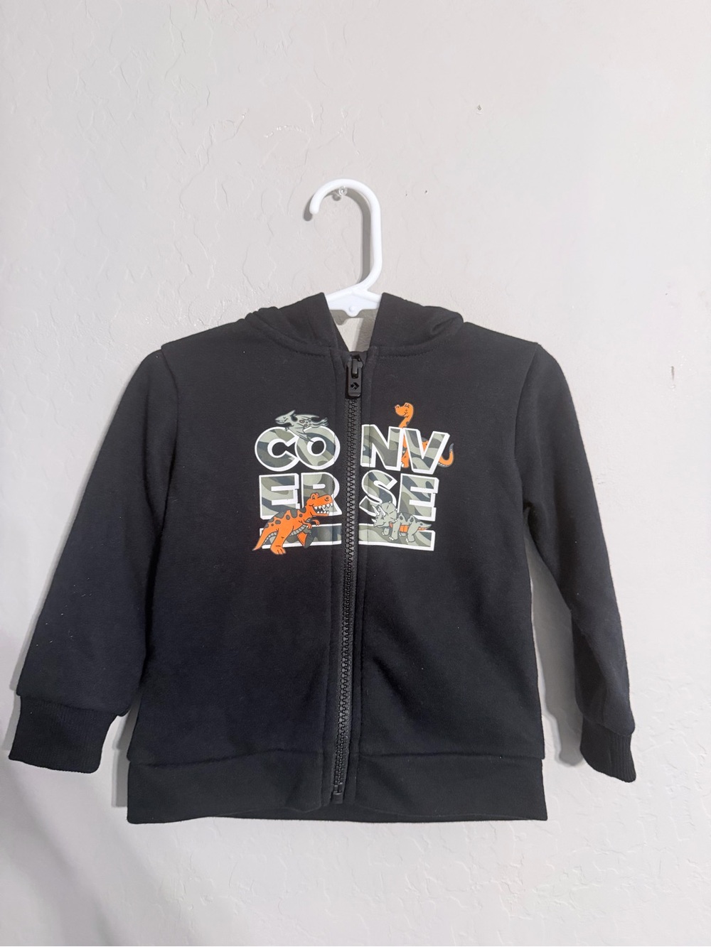 Converse Kids Black Dino Zip Hoodie -18 months